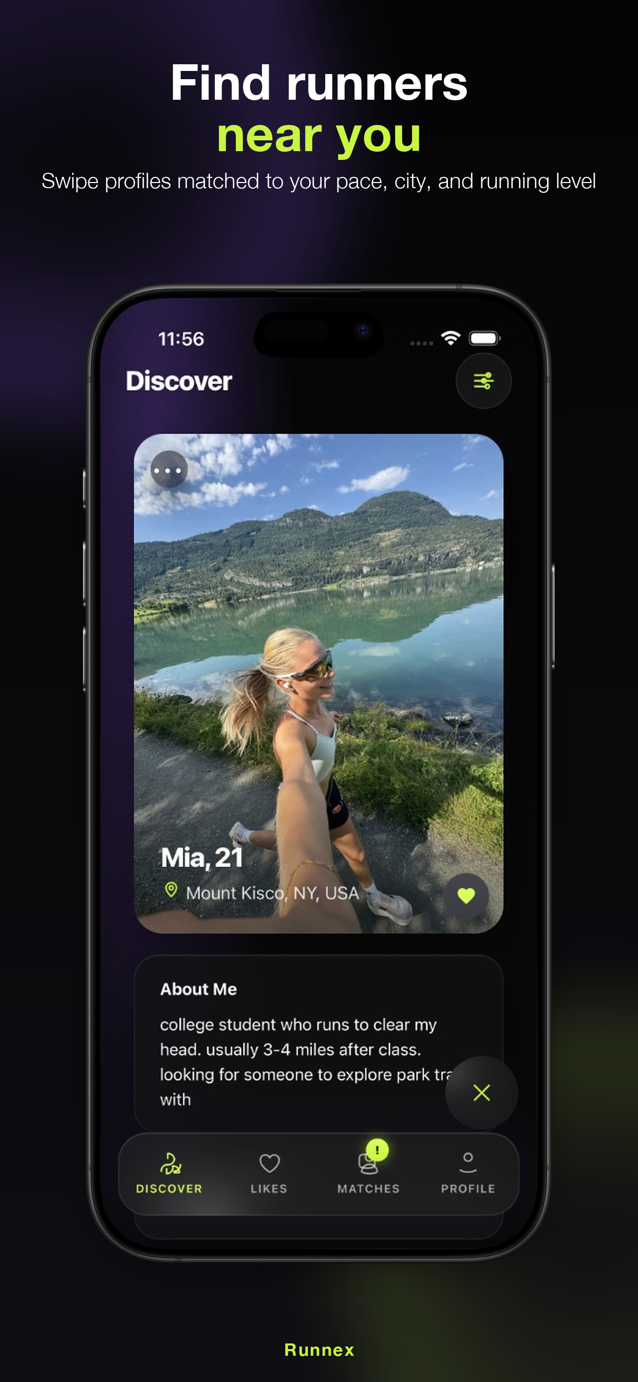 Runnex discover screen